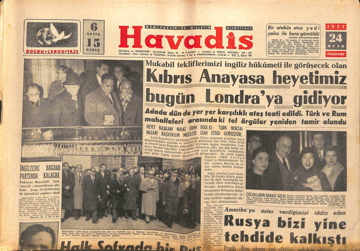 Havadis Gazetesi 24 Ocak 1957 - Grace Anne Oldu - Mecliste Şeker İhracı Düşürüldü GZ142868 - 1