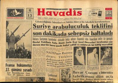 Havadis Gazetesi 25 Ekim 1957 - Bayar Çorum Çimento Fabrikasını Dün Açtı GZ82913 - 1