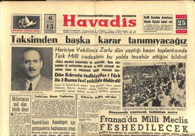 Havadis Gazetesi 25 Mayıs 1958 - Taksimden Başka Karar Tanımıyacağız - Arjantin Sularında Batırılan Gemi Bir Rus Denizaltısıdır GZ122219 - 1
