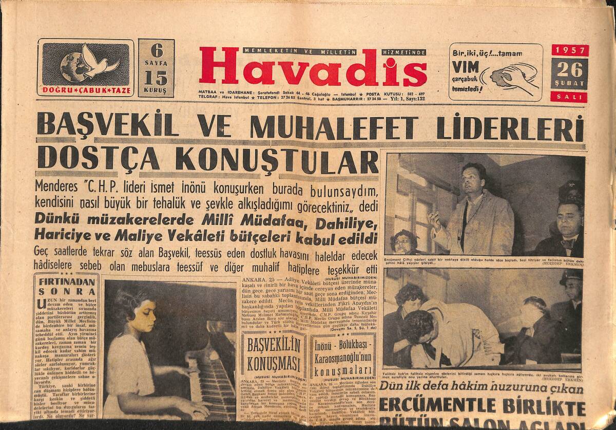 Havadis Gazetesi 26 Şubat 1957 - 1957 Yılı Oscar Mükafatının En Kıymetli Namzetleri l. Bergman Ve James Dean GZ149042 - 1