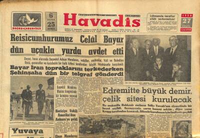 Havadis Gazetesi 27 Eylül 1958 - Edremitte Büyük Demir , Çelik Sitesi Kurulacak - Etibank 2248 Kilometre Havai Hat Tesis Etti GZ121988 - 1