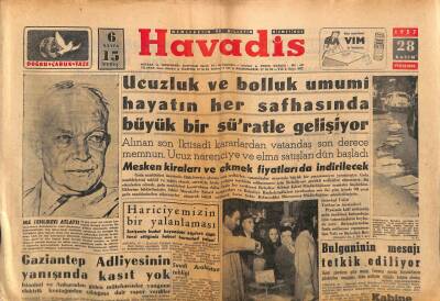 Havadis Gazetesi 28 Kasım 1957 - Gaziantep Adliyesinin Yanışında Kasıt Yok GZ83097 - 1