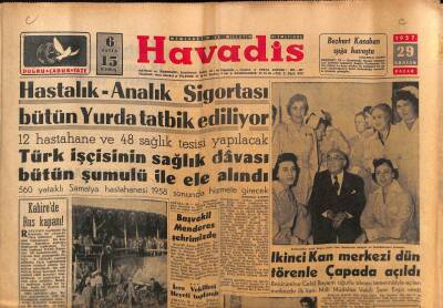 Havadis Gazetesi 29 Aralık 1957 - İkinci Kan Merkezi Dün Törenle Çapada Açıldı GZ83163 - 1