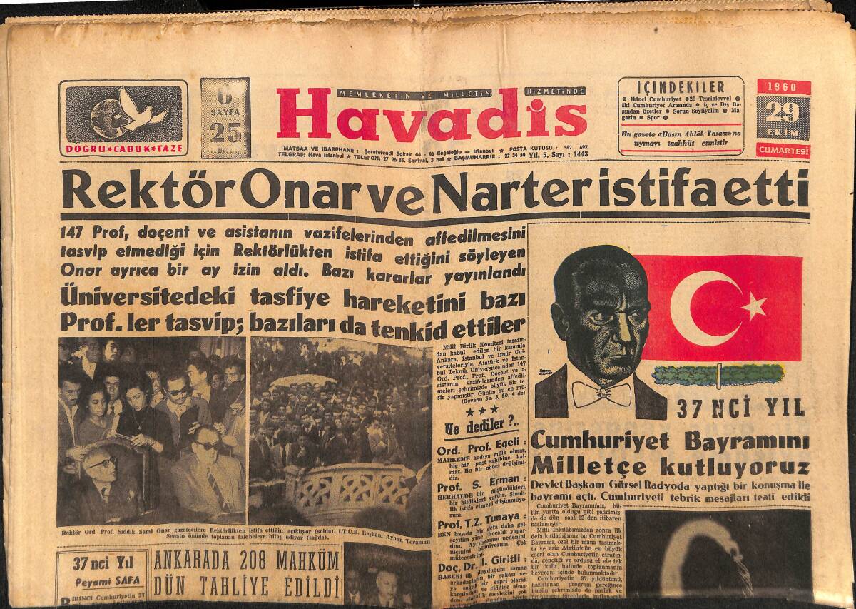 Havadis Gazetesi 29 Ekim 1960 - Kennedy'yi Karşılarken - Metin Oktay Bu Sabah Tekrar Doğuyor GZ148605 - 1