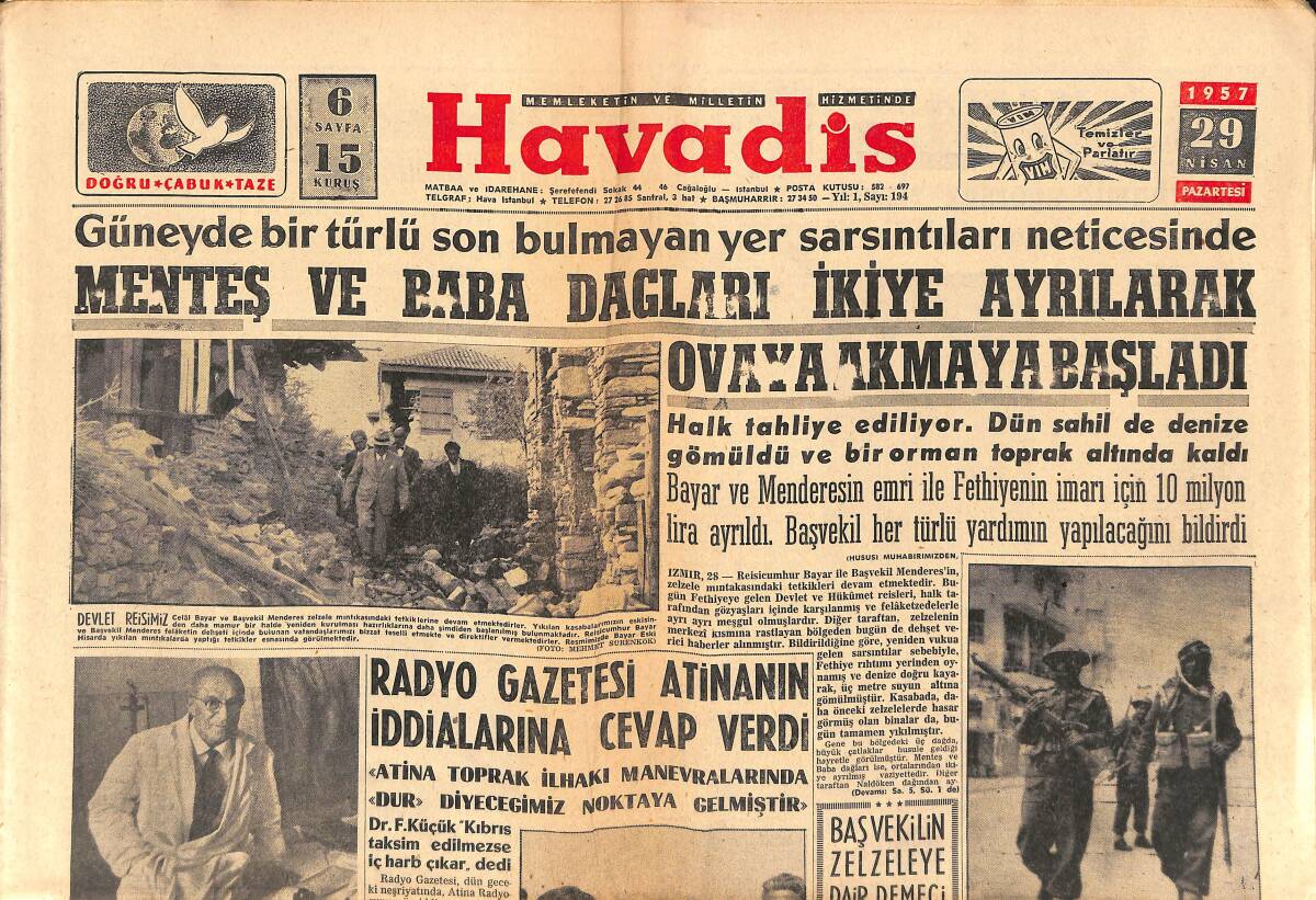 Havadis Gazetesi 29 Nisan 1957 - İngrid Bergman'ın Kızı Pia Annesini Hala Affetmedi - Rumeli Sahili İstimlak Ediliyor GZ149017 - 1