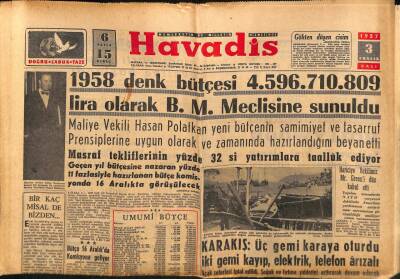 Havadis Gazetesi 3 Aralık 1957 - Yeni Troleybüs Hatları Acele Tesis Ediliyor GZ82925 - 1