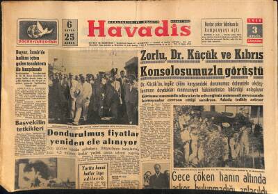 Havadis Gazetesi 3 Eylül 1958 - Zorlu , Dr. Küçük Ve Kıbrıs Konsolosumuzla Görüştü GZ121234 - 1