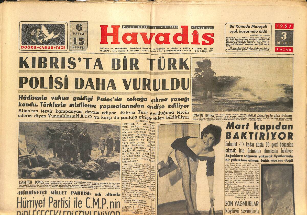 Havadis Gazetesi 3 Mart 1957 - Sophia Loren R. Brazzi Ve John Wayne İle Beraber Tombuktu Efsanesi'ni Çeviriyor GZ149289 - 1