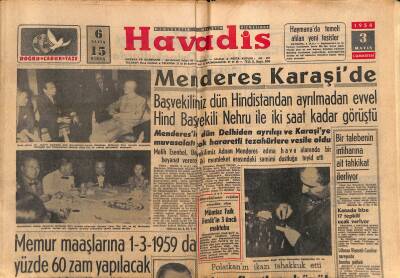 Havadis Gazetesi 3 Mayıs 1958 - Cezayirde Milliyetçi Hükümet Kuruluyor - Menderes Karaşide GZ121297 - 1