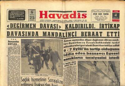 Havadis Gazetesi 4 Aralık 1960 - Kübalılar F. Castro Rejiminden Kaçıyor - Değirmen Davası Kaldırıldı GZ122031 - 1