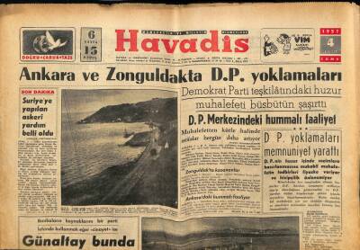 Havadis Gazetesi 4 Ekim 1957 - Eisenhower Suriyeden Endişe Ettiğini Söyledi GZ82866 - 1