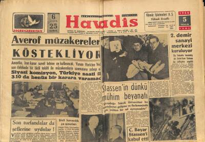 Havadis Gazetesi 5 Aralık 1958 - Tuzla Cam Fabrikası İçin Hazırlıklar - Averof Müzakereleri Köstekliyor GZ122092 - 1
