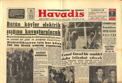 Havadis Gazetesi 5 Aralık 1960 - Cemal Gürsel Bir Müddet Daha İstirahat Edecek - Siirt İlinde Toprak Dağıtımı GZ122032 - 1