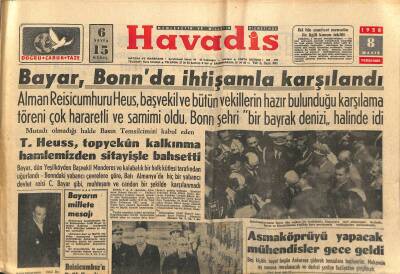 Havadis Gazetesi 8 Mayıs 1958 - Fatih Rüştü Zorlu Kıbrıs Meselesi Bizim Arzumuza Göre Hâl Yolundadır dedi GZ122057 - 1