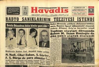 Havadis Gazetesi 9 Aralık 1960 - 147ler Hakkında Kanun Tasarısı Hazırlanıyor - Radyo Sanıklarının Tecziyesi İstendi GZ122087 - 1