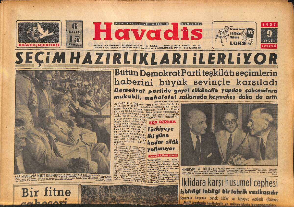 Havadis Gazetesi 9 Eylül 1957 - Maria Vincent Paris'teki Mütevazi Evinde - Galatasaray Üstün Oynayarak Kazandı GZ148611 - 1
