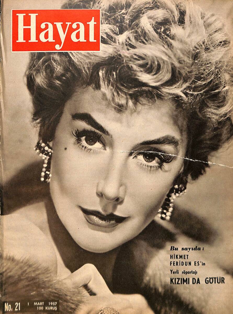 Hayat Dergisi 1 Mart 1957 Sayı : 21 - Kapak: Kay Kendall - Hikmet Feridun Es - Ayasofya'nın Kubbesi Poster NDR90670 - 1