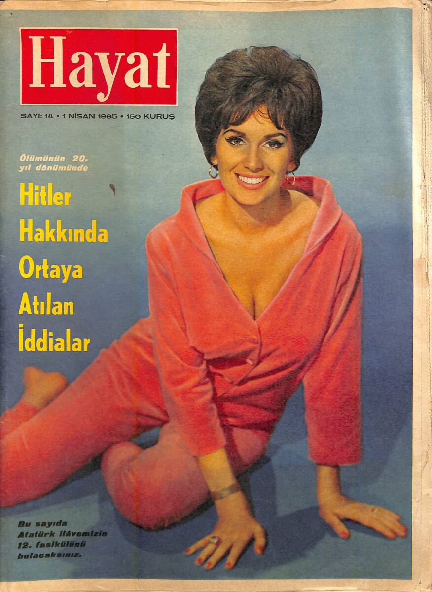 HAYAT DERGİSİ 1 Nisan 1965 Sayı:14 - Kapak:Yvonne Romaın - Hitler Hakkında Ortaya Atılan İddialar - Hollanda Da Her Şey Var Mesken Yok NDR88645 - 1