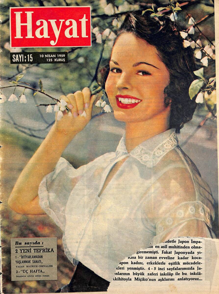 HAYAT Dergisi 10 Nisan 1959 Sayı : 15 - Kapak: Ezeli Genç Maurice Chevalier - NATO 10 Yaşında NDR101545 - 1