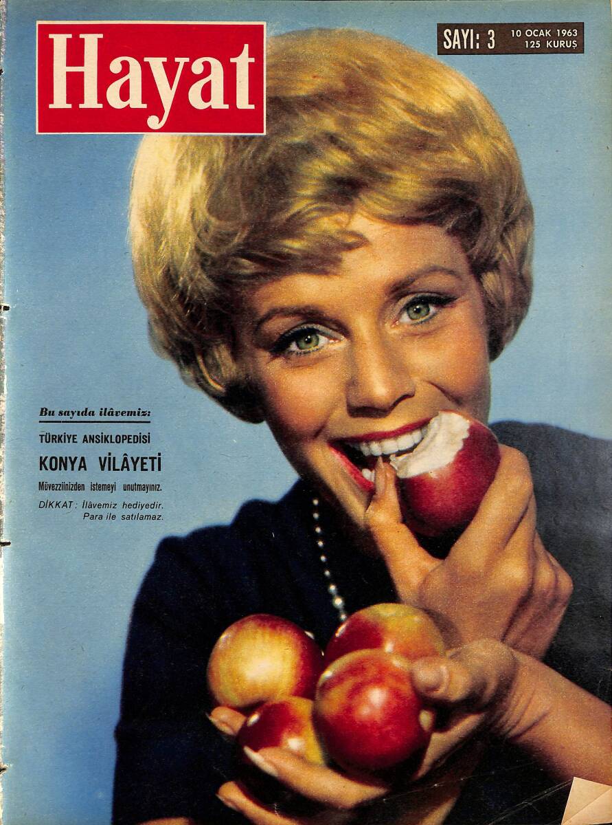  HAYAT DERGİSİ 10 Ocak 1963 Sayı : 3 - Kapak : Maria Schell - İtalyan Filmcileri , İstanbul'un Fethini Filme Alacaklar NDR101518 - 1