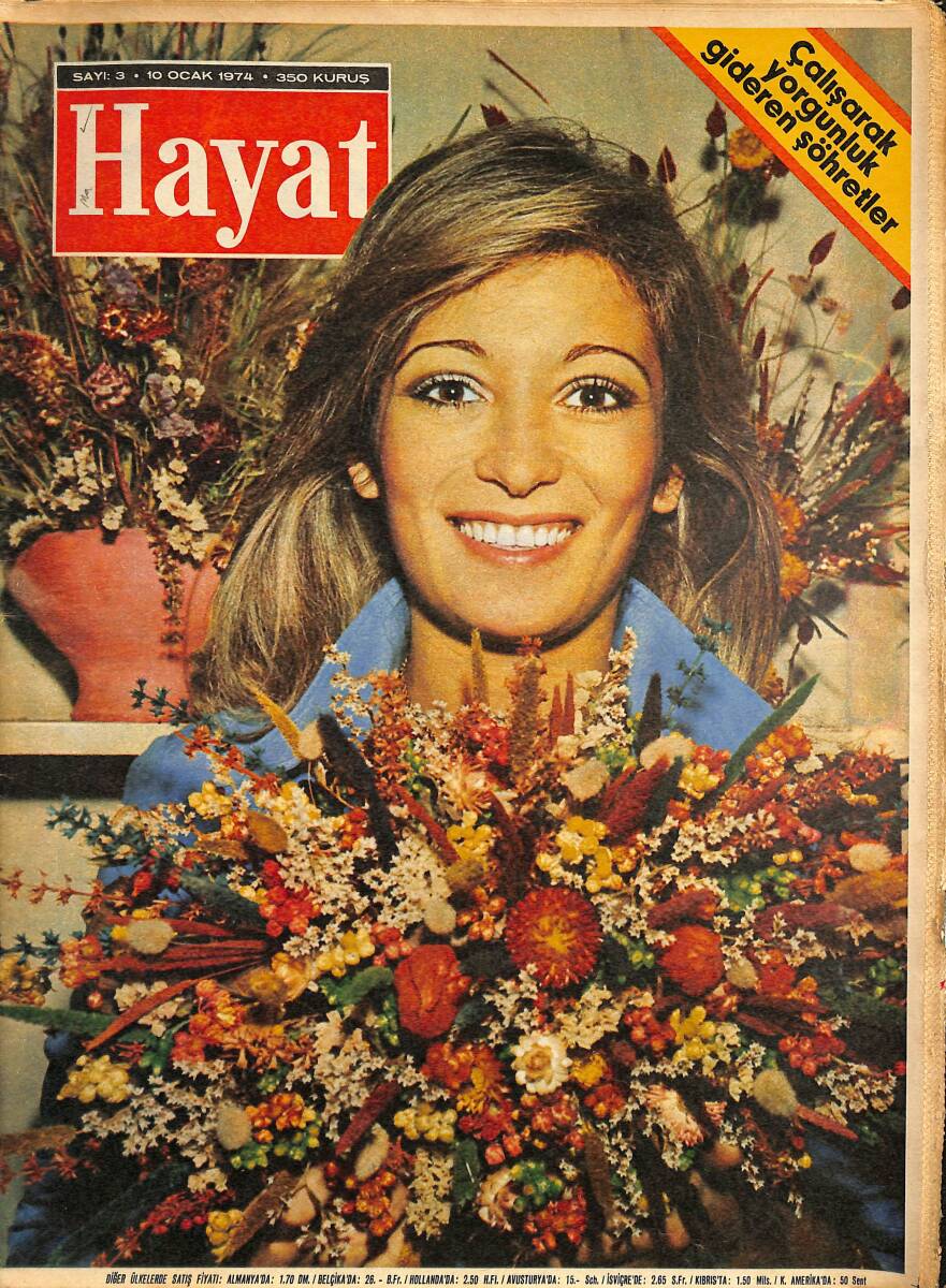 Hayat Dergisi 10 Ocak 1974 Sayı: 3 - Kapak: Nilgün Ertuğ - İnönü'nün En Çok Beğendiği İki Fotoğrafı - İspanya'da İç Savaş Bitmedi NDR90039 - 1