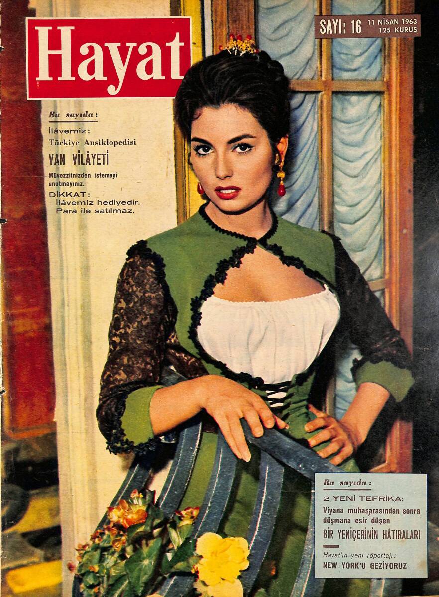  HAYAT DERGİSİ 11 Nisan 1963 Sayı : 16-Kapak:Rossana Schiaffino - Prenses Süreyya İlk Filmini Çevirmeye Başladı NDR101531 - 1