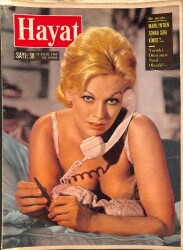 HAYAT Dergisi 13 Eylül 1962 Sayı: 38 - Kapak: Kim Novak - Genç Milyoneri Kendinden Geçiren Süreyya İmiş - Marilyn'den Sonra Sıra Kimde NDR88999 - Gökçekoleksiyon