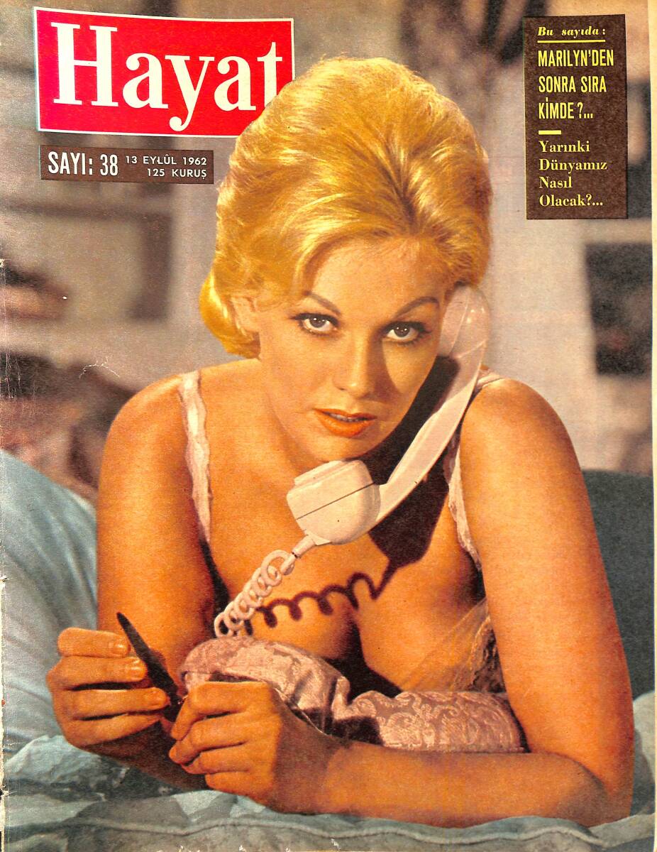 HAYAT Dergisi 13 Eylül 1962 Sayı: 38 - Kapak: Kim Novak - Genç Milyoneri Kendinden Geçiren Süreyya İmiş - Marilyn'den Sonra Sıra Kimde NDR96558 - 1
