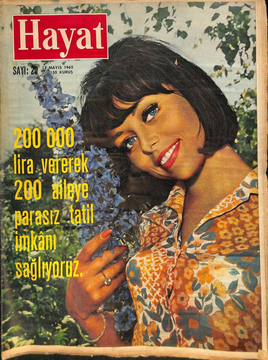HAYAT Dergisi 13 Mayıs 1965 Sayı: 20 - Kapak: Marie France Pisier - Doğan Kardeş Ailesi Sahnede - Süreyya'nın Boğulmasına Ramak Kalmıştı NDR91925 - 1