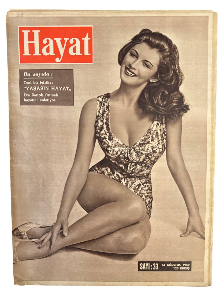 Hayat Dergisi 14 Ağustos 1959 Sayı : 33 - Kapak : Eve Eden - Mimar Sinan Posteri - Marilyn Monroe Yeni Bir Başarı Devresinde NDR91344 - 1