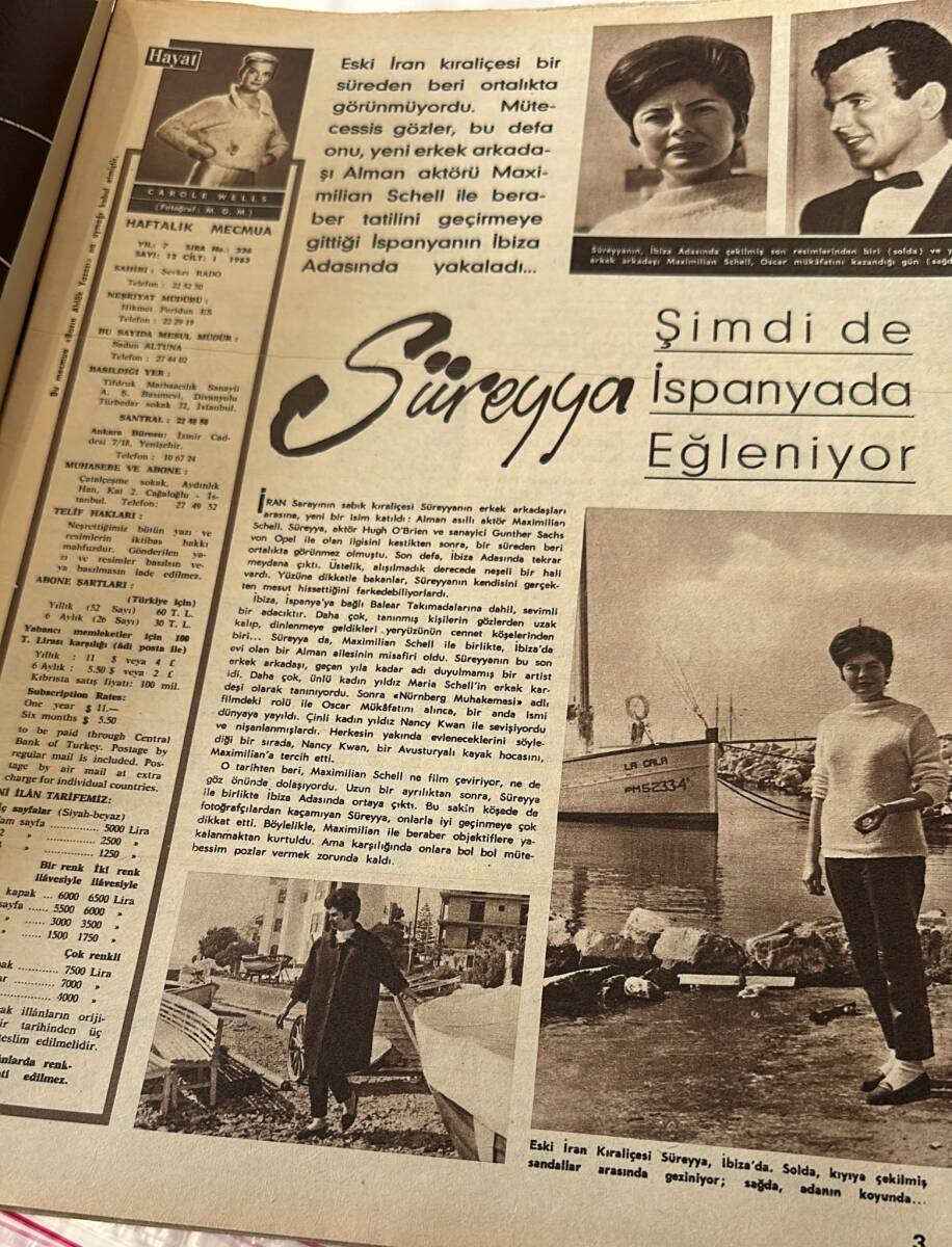 HAYAT DERGİSİ 14 Mart 1963 Sayı : 12 - Süreyya Şimdi de İspanya'da Eğleniyor - Paul Anka da Artık Bekarlığa Veda Etti NDR88776 - 2