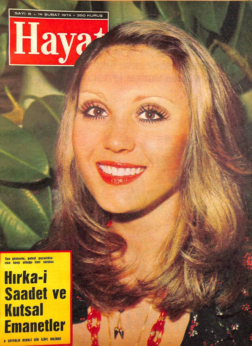 Hayat Dergisi 14 Şubat 1974 Sayı 8 - Kapak: Yasemin Eser - İngiltere'de Halk Geçim, Saray Gönül Derdinde - Türk Kadını Mecliste Sesini Duyuramıyor NDR96422 - 1