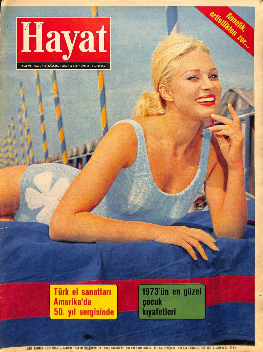 Hayat Dergisi 16 Ağustos 1973 Sayı:34 - Kapak: Danik Patisson - Sophia Loren - Françoise Hardy - Cüneyt Arkın - Ozan Fikret - Hülya Koçyiğit NDR89985 - 1