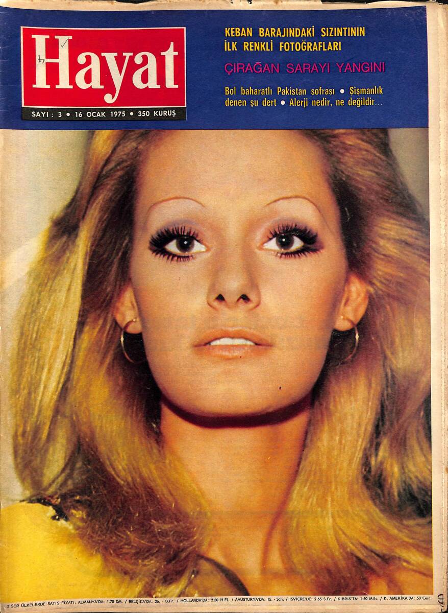 HAYAT Dergisi 16 Ocak 1975 Sayı: 3 - Kapak: Nur Erbay - Müslüman Zencilerin Kuvvet Sembolü De Muhammed Adını Seçmişti NDR89646 - 1