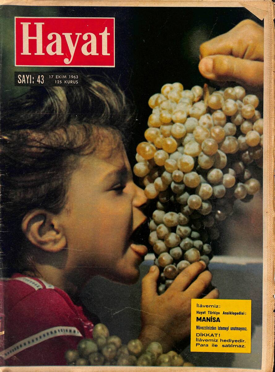 HAYAT Dergisi 17 Ekim 1963 Sayı: 43 - Kapak: Üzüm Yiyen Çocuk - Sinatra Memurlar Gününde NDR89251 - 1