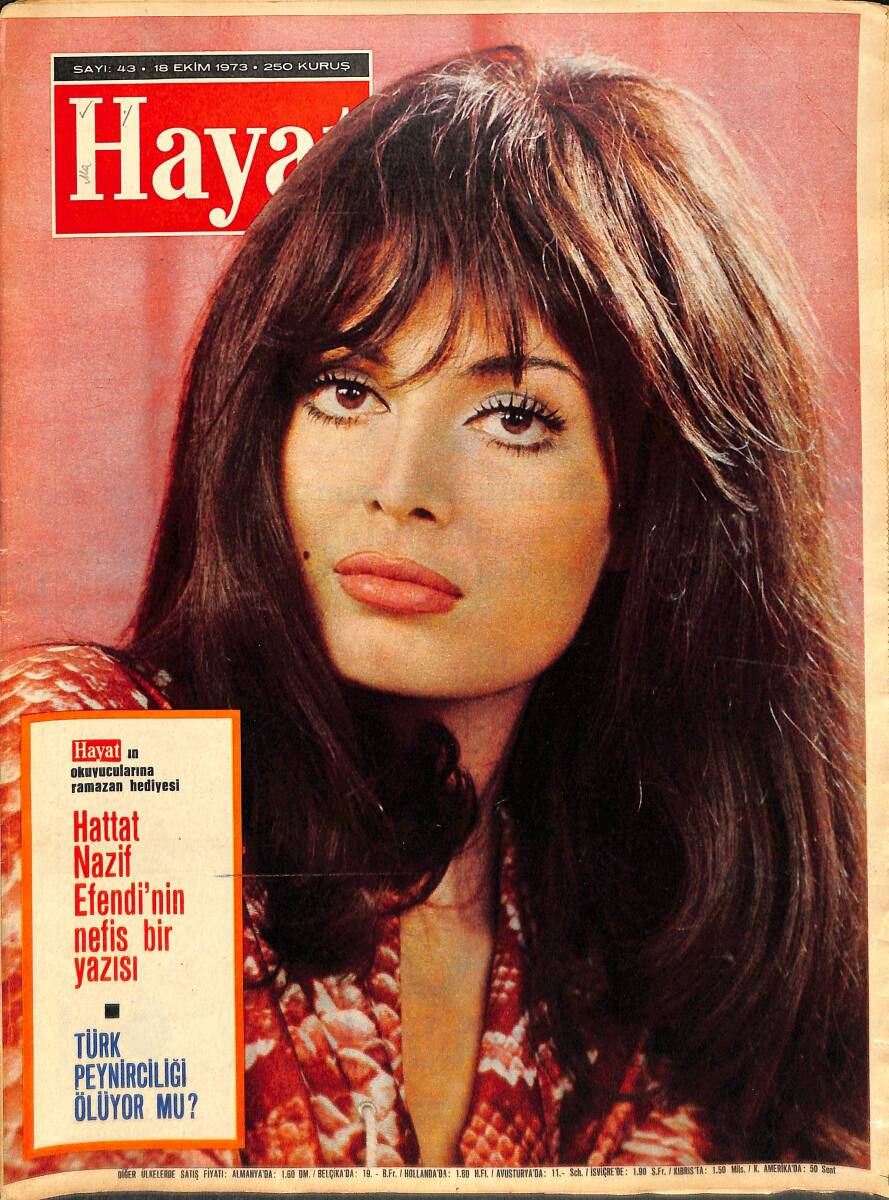 Hayat Dergisi 18 Ekim 1973 Sayı:43 - Kapak Türkan Şoray - Bin Yüzlü Yıldız 