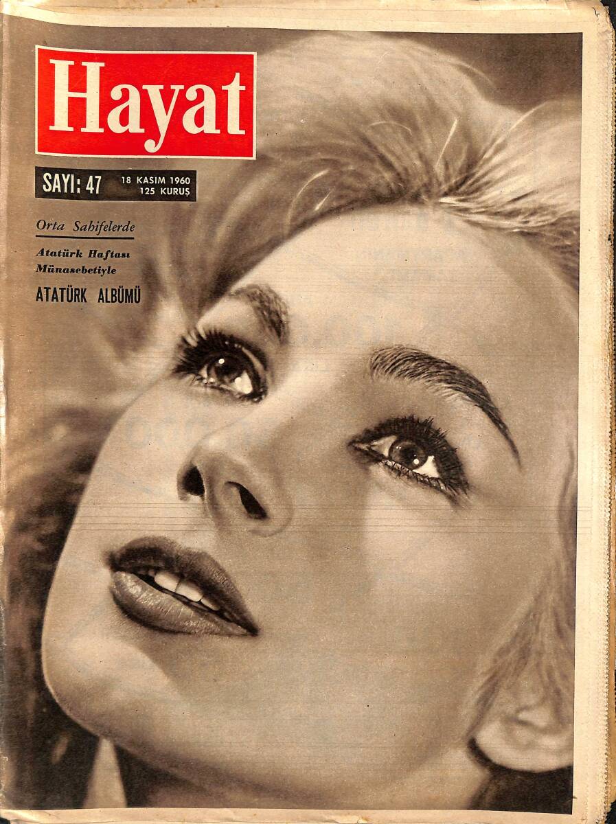 HAYAT Dergisi 18 Kasım 1960 Sayı: 47 - Kapak: Shirley Anne Field - Yassıada'dan Portreler - Atayı Andık NDR89676 - 1