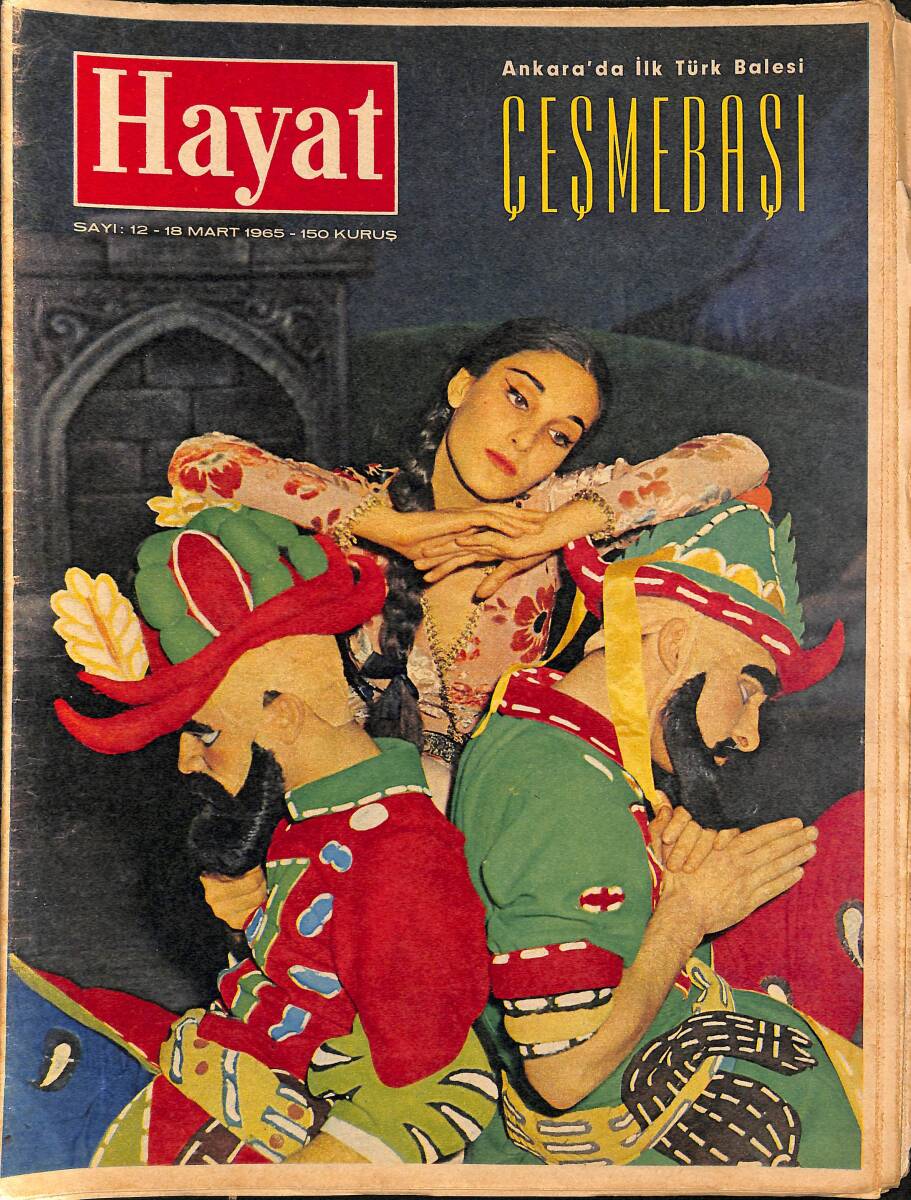HAYAT DERGİSİ 18 Mart 1965 Sayı: 12 - Kapak: Çeşmebaşı Balesi - Hayley Millis Simidi Çok Sevdi - Galatasaray Fenerbahçe Karşı Karşıya - Prenses Grace NDR88885 - 1