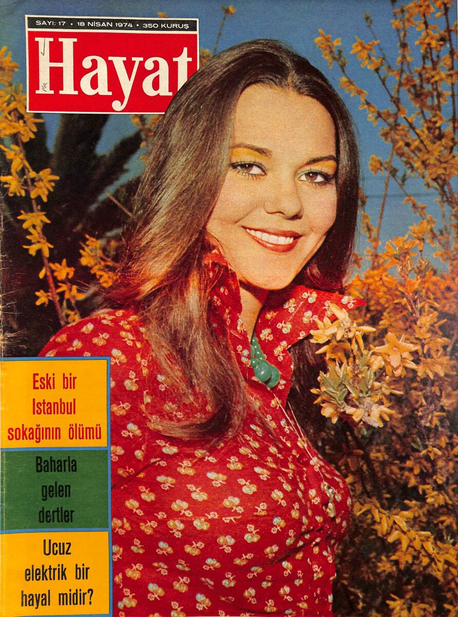Hayat Dergisi 18 Nisan 1974 Sayı: 17 - Kapak: Sezin Topçuoğlu - Onassis Kör Oluyor - Eski Bir İstanbul Sokağının Ölümü NDR90051 - 1