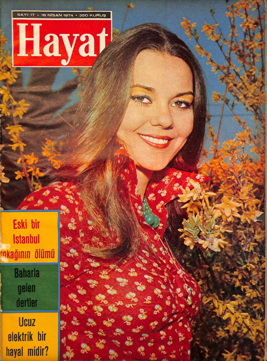 Hayat Dergisi 18 Nisan 1974 Sayı: 17 - Kapak: Sezin Topçuoğlu - Onassis Kör Oluyor - Eski Bir İstanbul Sokağının Ölümü NDR96415 - 1