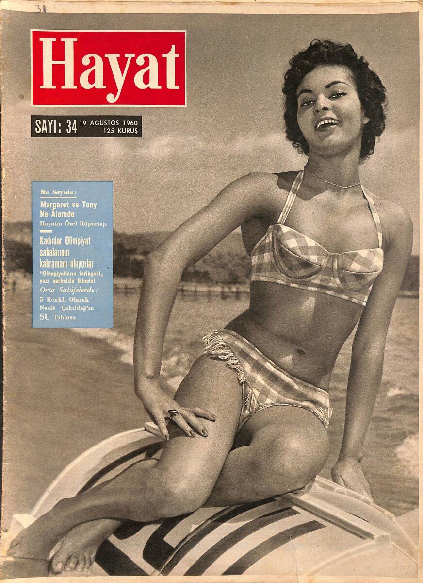 HAYAT DERGİSİ 19 Ağustos 1960 Sayı: 34 - Kapak: Cannes Festival Kraliçesi - Brigitte Bardot Yine Aynı NDR88939 - 1