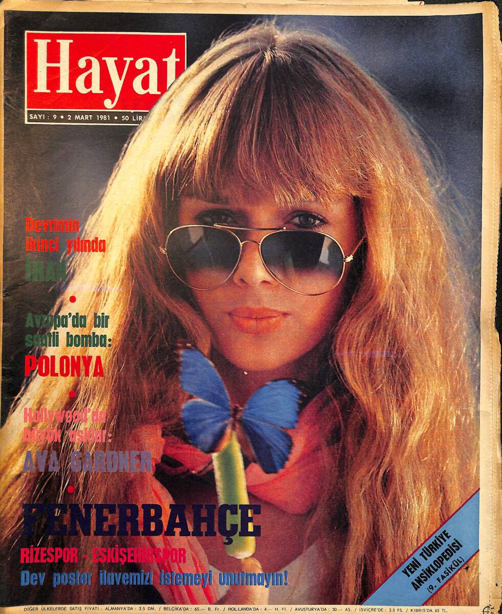 Hayat Dergisi 2 Mart 1981 Sayı: 9 - Fenerbahçe Oyuncu Kadrosu Poster - Aşka Doymayan Kadın Ava Gardner NDR97958 - 1