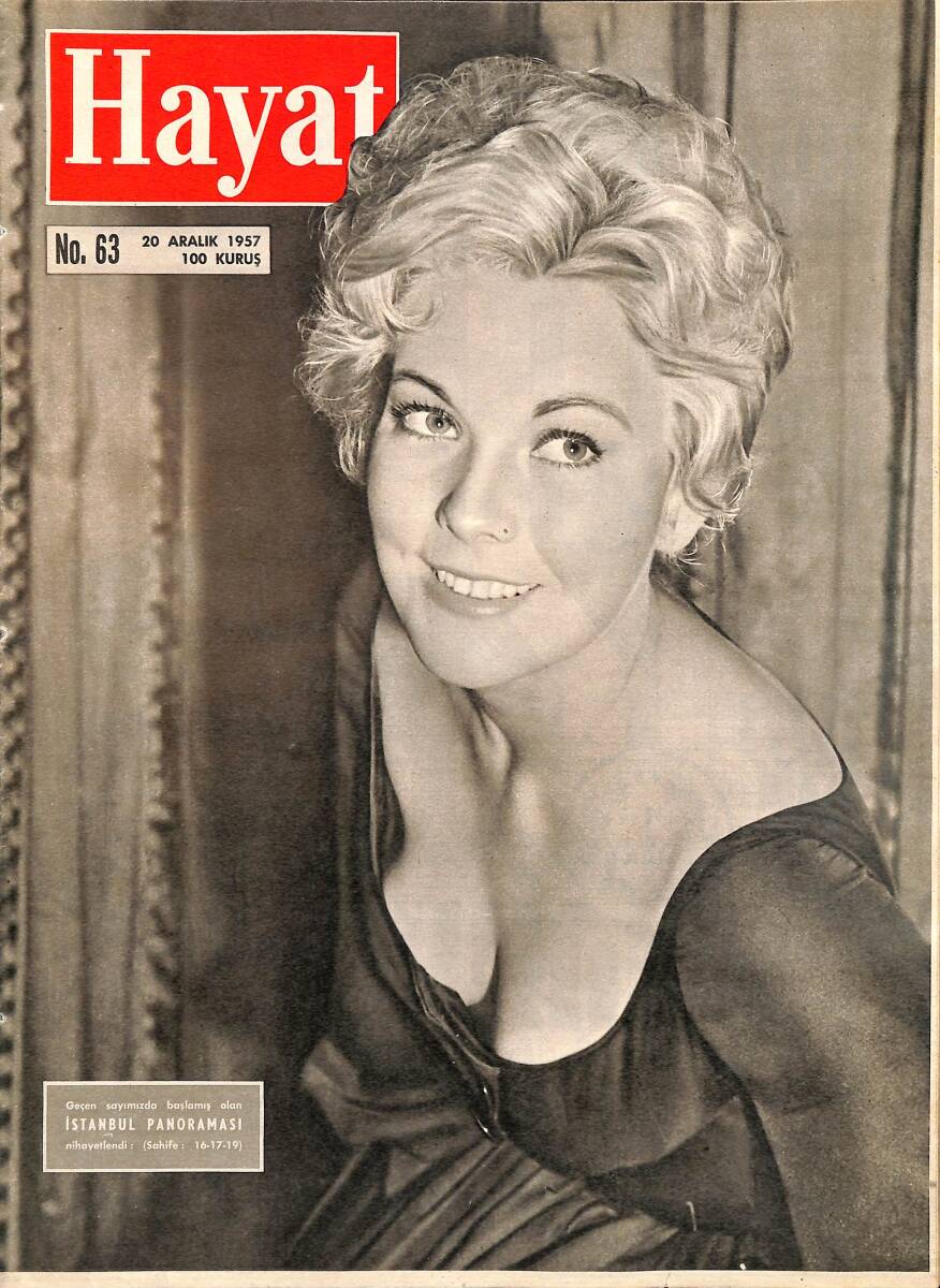 Hayat Dergisi 20 Aralık 1957 No.63 - Kapak: Kim Novak - Londra'da Feci Tren Kazası - Pearl Harbor Baskını - Lana Turner NDR98453 - 1