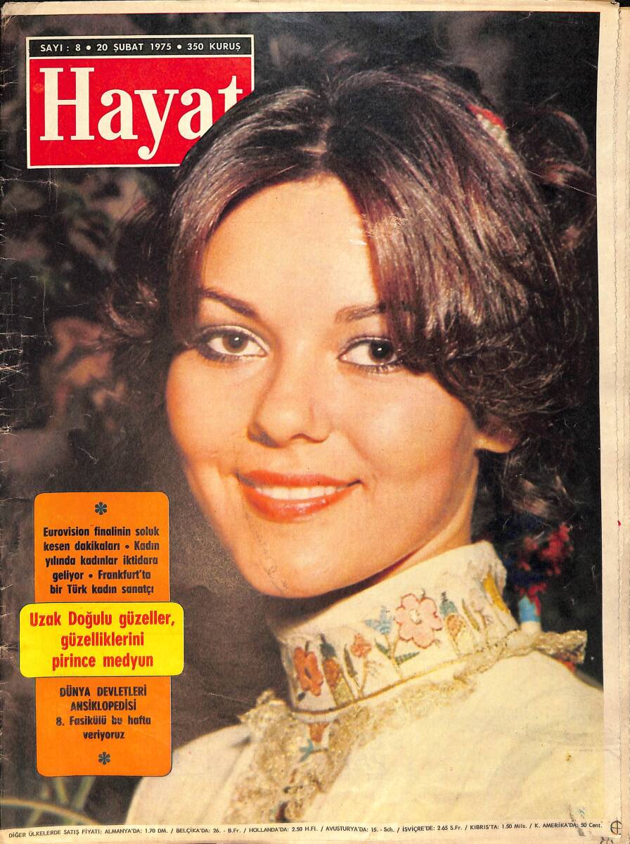 Hayat Dergisi 20 Şubat 1975 Sayı: 8 - Kapak: Sezin Topcuoğlu - Federe Kıbrıs Türk Cumhuriyeti Kuruldu - İşi Başından Aşkın Bakan: Baykara NDR91669 - 1