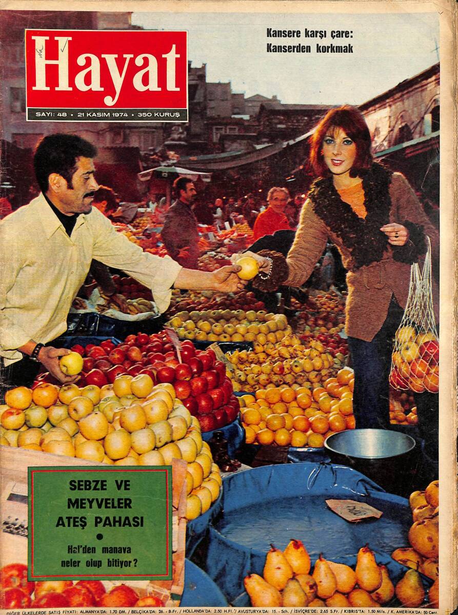 HAYAT Dergisi 21 Kasım 1974 Sayı: 48 - Kapak: Füsun Ayanoğlu - Küçük Leydi Sarah'ın Bale Dersleri Kennedy'lerin Yüz Karası Gelinleri NDR89704 - 1