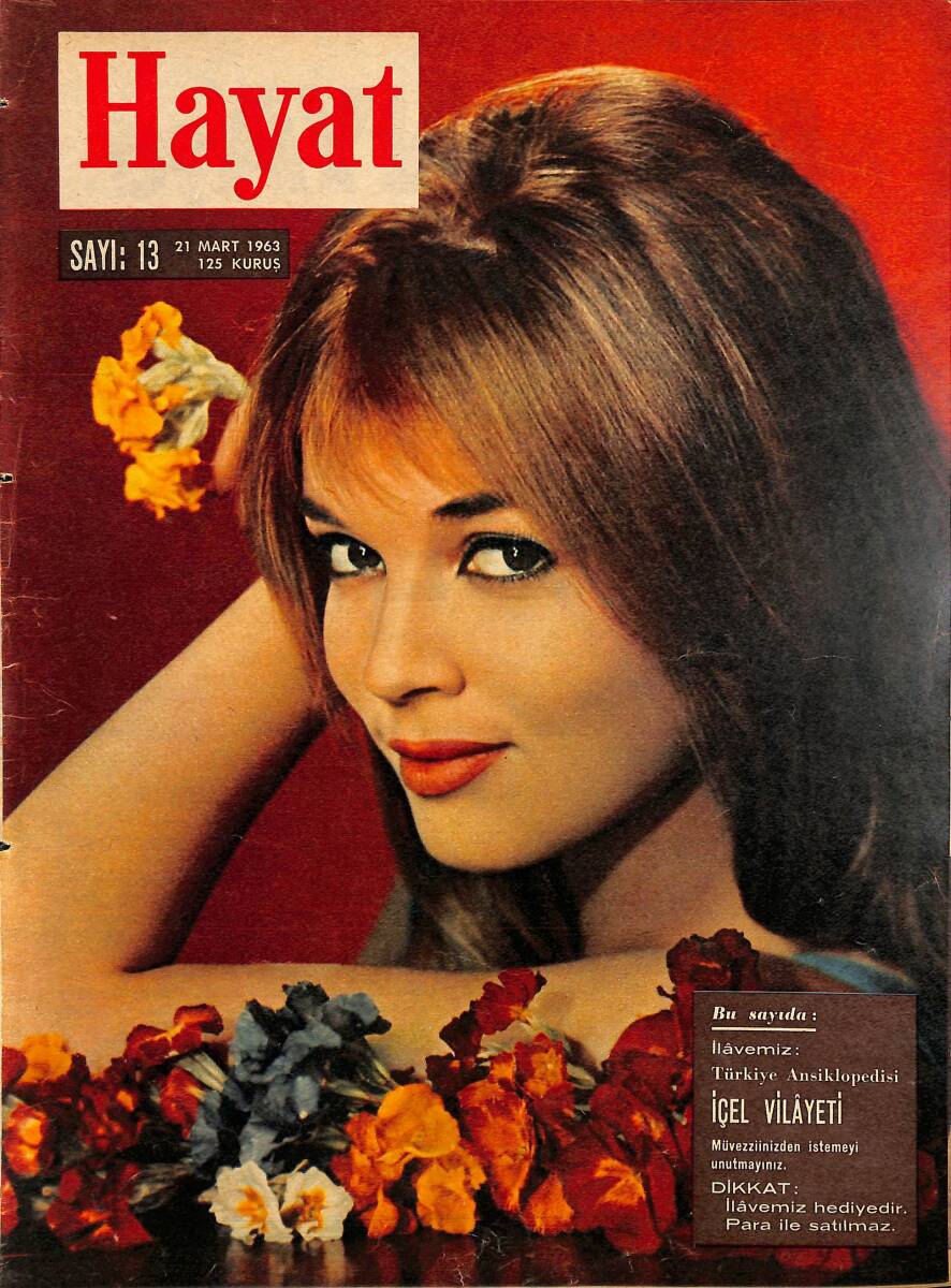 HAYAT Dergisi 21 Mart 1963 Sayı: 13 - Kapak: Agnes Laurent - Dahlia Lavi'nin Şöhreti Aşık Olunca Arttı NDR101528 - 1