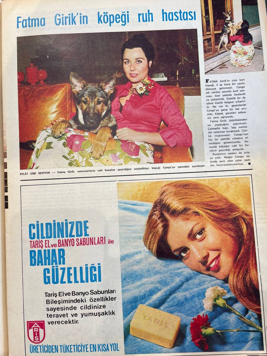 Hayat Dergisi 21 Mart 1974 Sayı: 13 - Kapak: Fatma Girik - Jackie'nin Esrarı - Fatma Girik'in Köpeği Ruh Hastası NDR90048 - 1