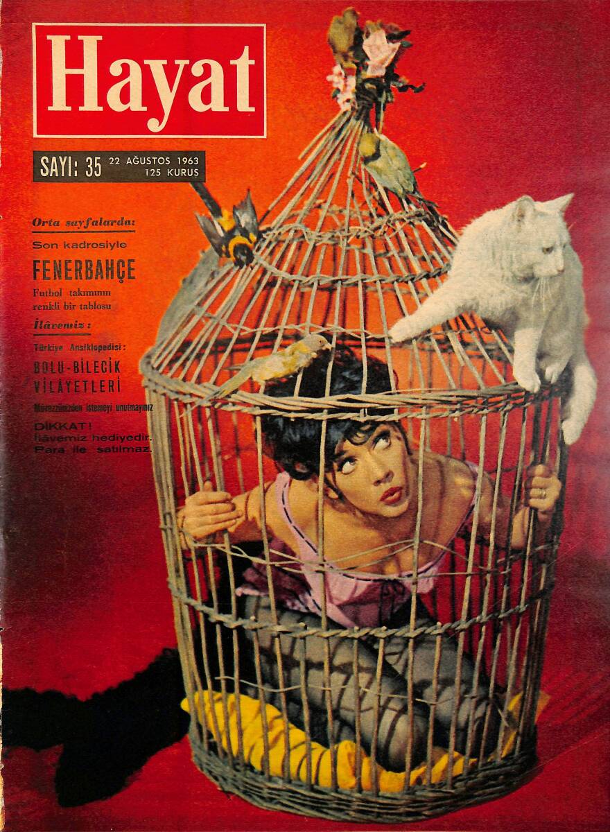 HAYAT DERGİSİ 22 Ağustos 1963 Sayı: 35 Kapak: Amanda Barbie - Avrupalı Güzeller Amerika'yı Fethetti - Fenerbahçe Kadrosu Poster NDR101499 - 1