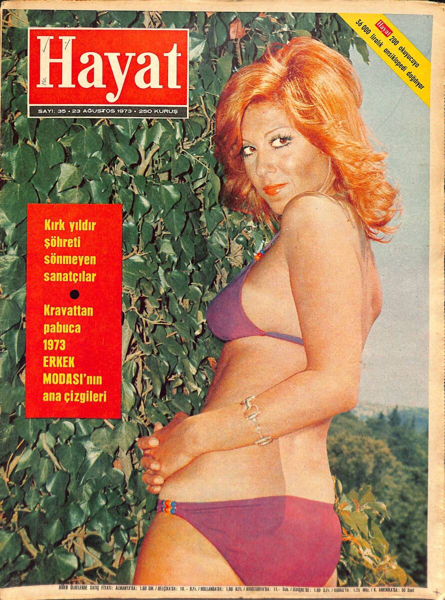 Hayat Dergisi 23 Ağustos 1973 Sayı: 35 - Kapak: Nebahat Çehre - Münir Nurettin Efsanesinden, Müzeyyen Senar Mucizesine - Halıların Dili - Paul Getty NDR89986 - 1