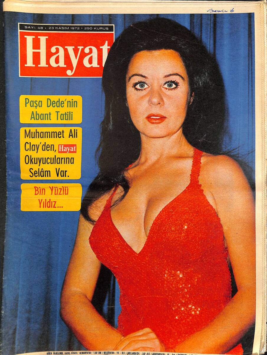 Hayat Dergisi 23 Kasım 1972 Sayı 48 - Kapak: Fatma Girik - Meryem'in Fendi, Clay'i Yendi - Bin Yüzlü Yıldız Fatma Girik NDR90481 - 1